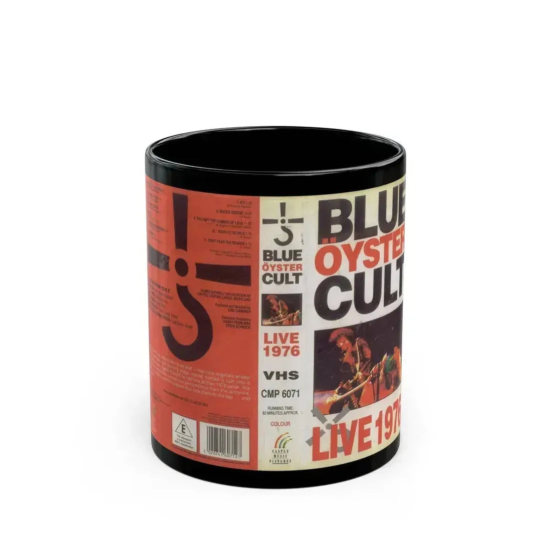 BLUE OYSTER CULT LIVE 1976 (VHS COVER) - Black Coffee Mug 11oz - Go Mug Yourself