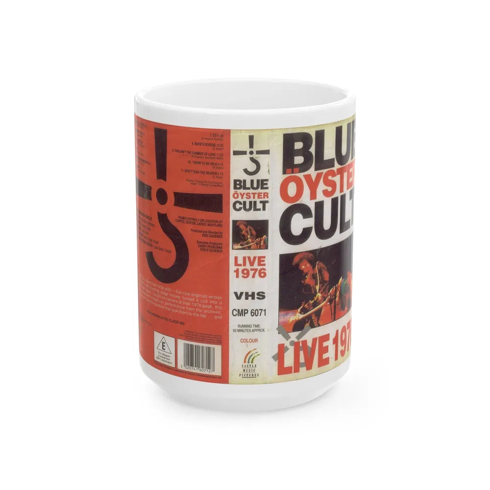 BLUE OYSTER CULT LIVE 1976 (VHS COVER) - White Coffee Mug-15oz-Go Mug Yourself