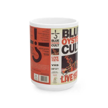 BLUE OYSTER CULT LIVE 1976 (VHS COVER) - White Coffee Mug 15oz - Go Mug Yourself