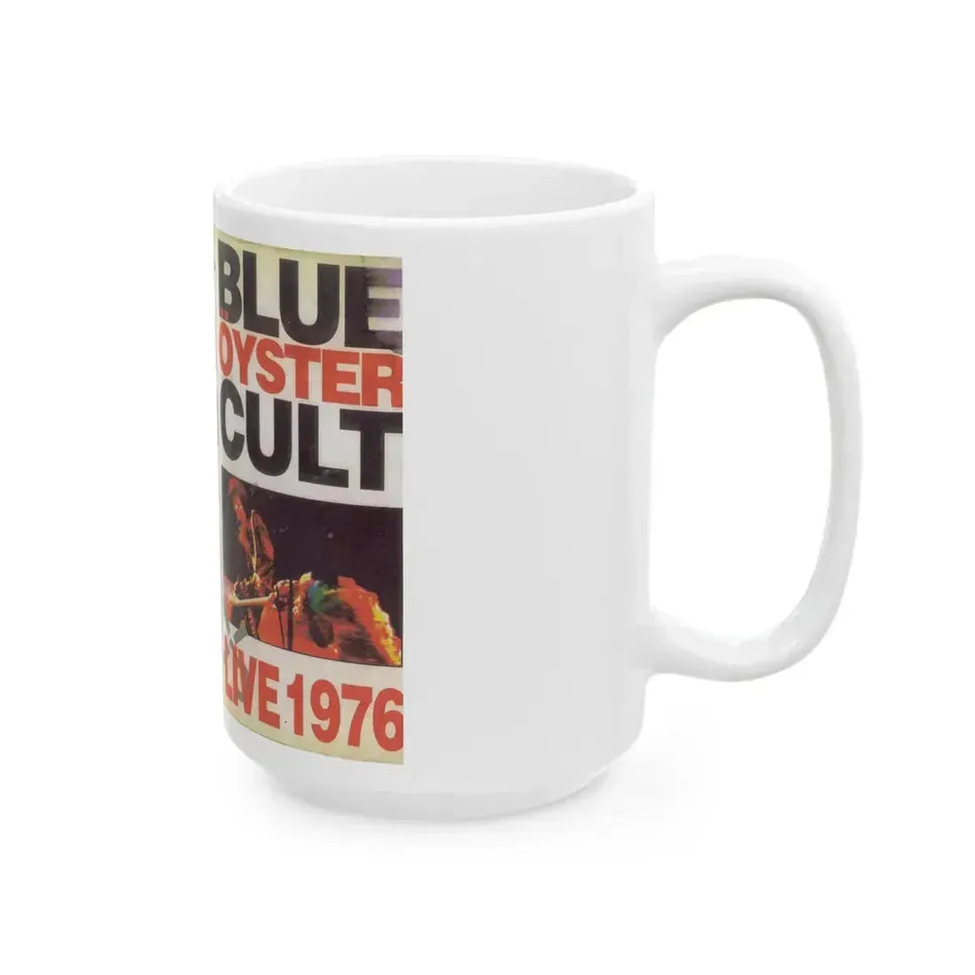 BLUE OYSTER CULT LIVE 1976 (VHS COVER) - White Coffee Mug - Go Mug Yourself