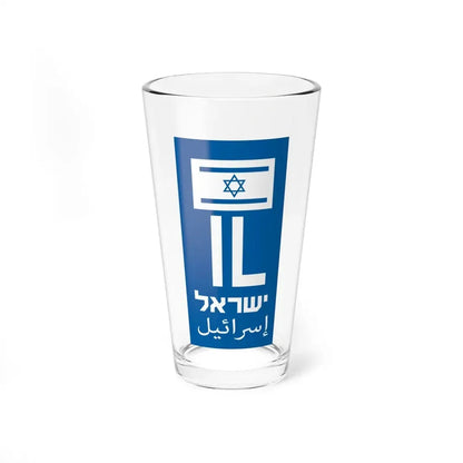 Blue rectangle of the license plate of Israel (Israel) Pint Glass 16oz 16oz - Go Mug Yourself
