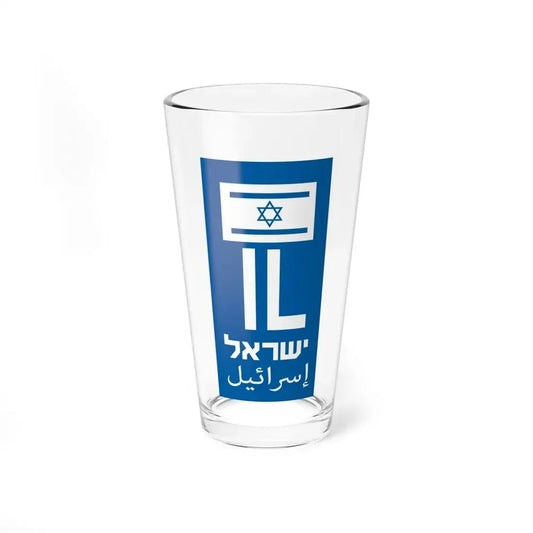 Blue rectangle of the license plate of Israel (Israel) Pint Glass 16oz 16oz - Go Mug Yourself