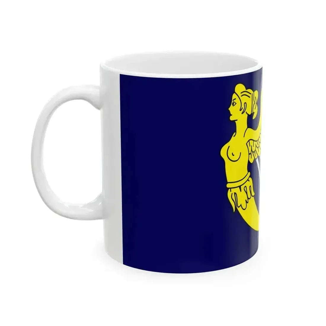 Blue winged-maiden harp flag (Ireland) White Coffee Mug - Go Mug Yourself