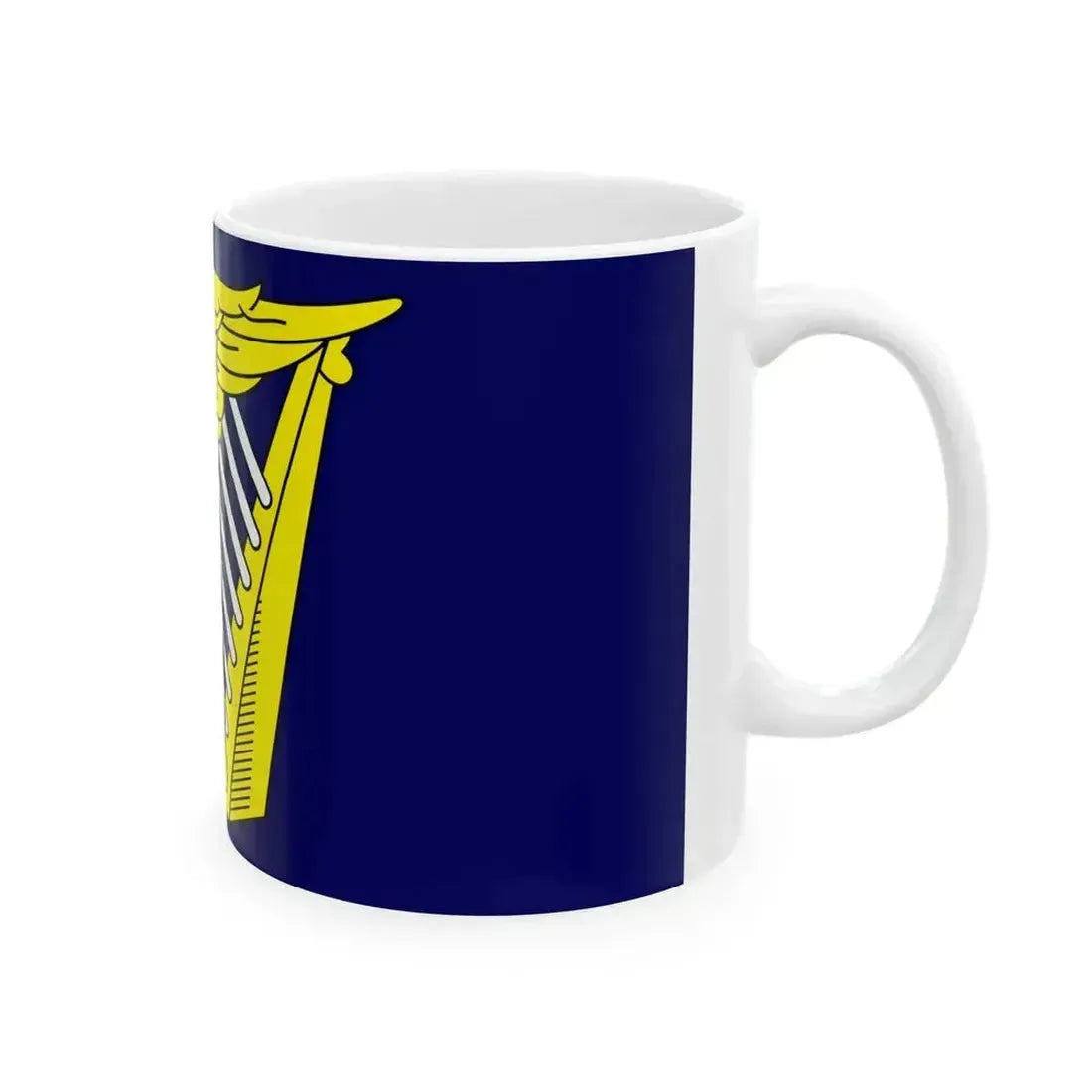 Blue winged-maiden harp flag (Ireland) White Coffee Mug - Go Mug Yourself