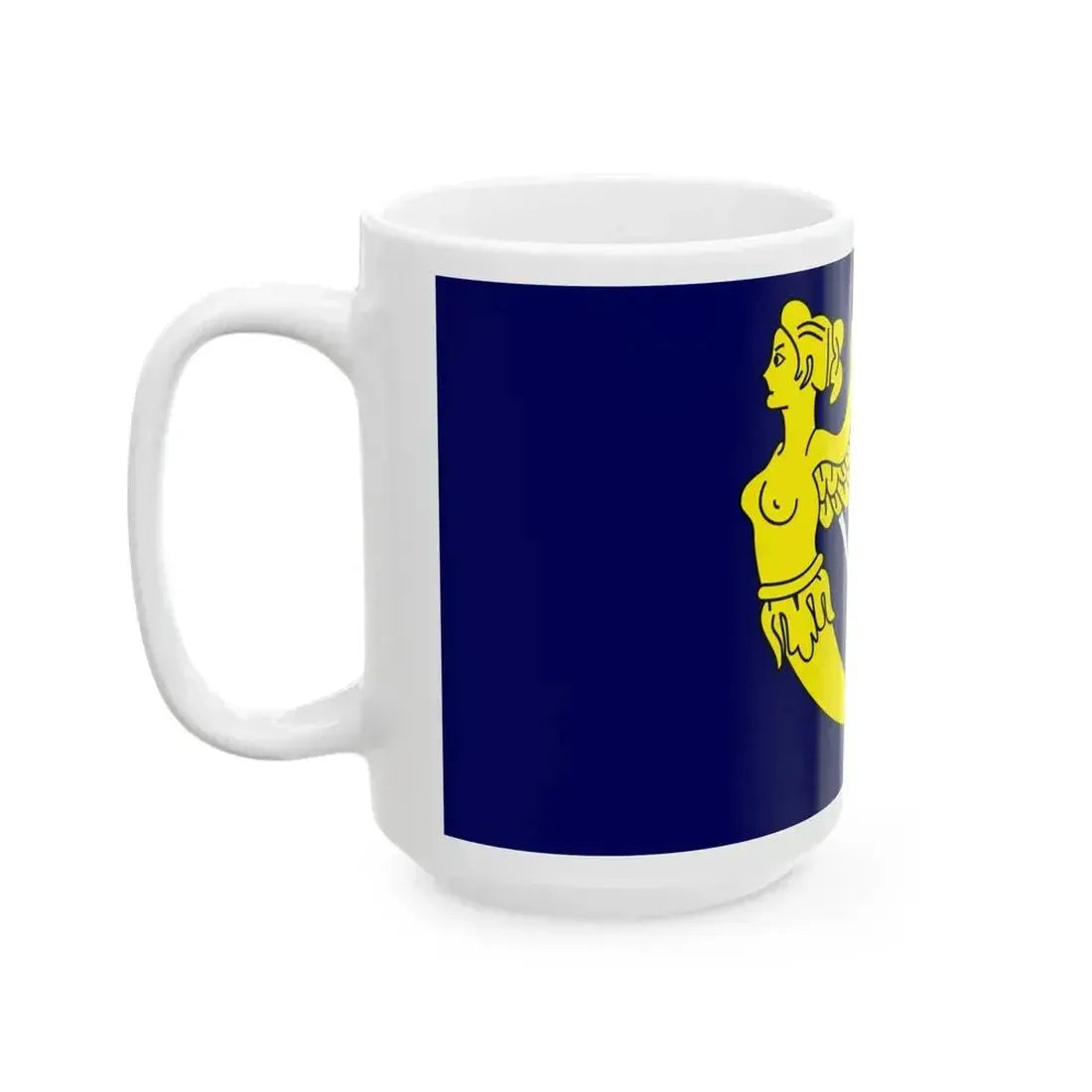 Blue winged-maiden harp flag (Ireland) White Coffee Mug - Go Mug Yourself