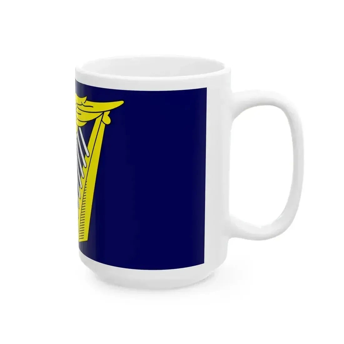 Blue winged-maiden harp flag (Ireland) White Coffee Mug - Go Mug Yourself