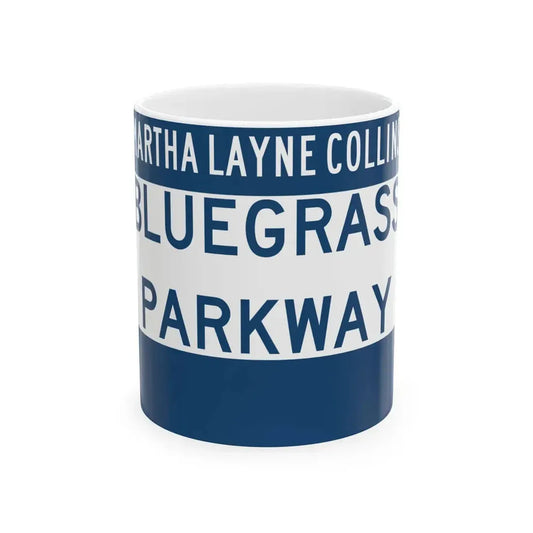 Bluegrass Parkway (Kentucky) (Road Sign) White Coffee Mug 11oz - Go Mug Yourself
