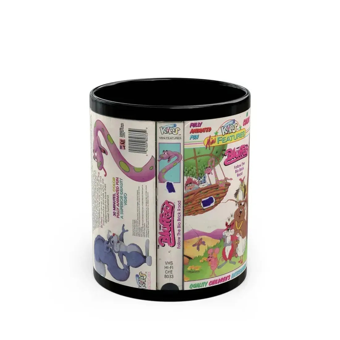 BLUFFERS FOLLOW THE BIO BRICK ROAD (VHS COVER) - Black Coffee Mug 11oz - Go Mug Yourself