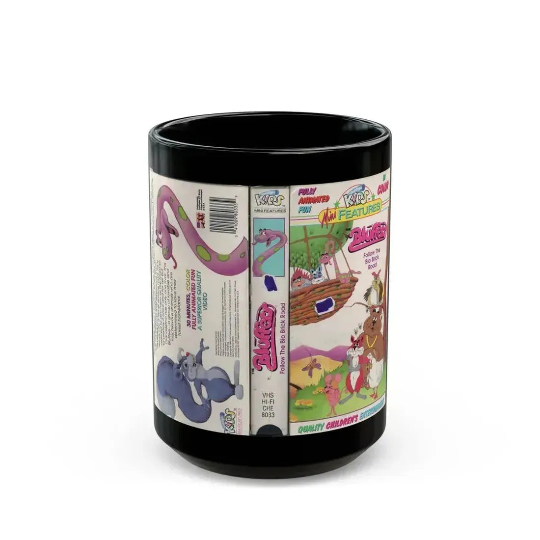BLUFFERS FOLLOW THE BIO BRICK ROAD (VHS COVER) - Black Coffee Mug 15oz - Go Mug Yourself