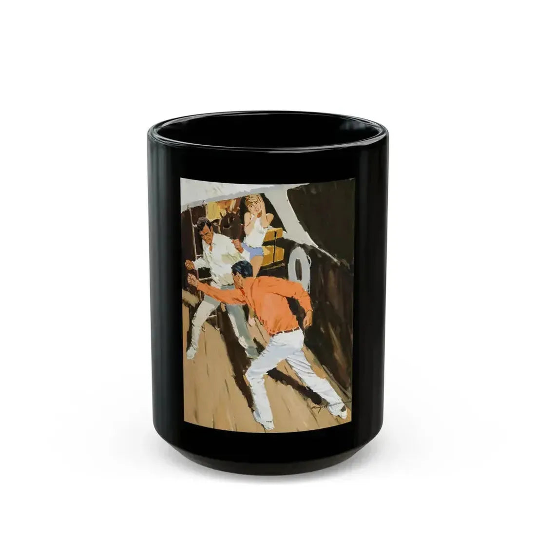 Boat Fight - Black Coffee Mug 15oz - Go Mug Yourself