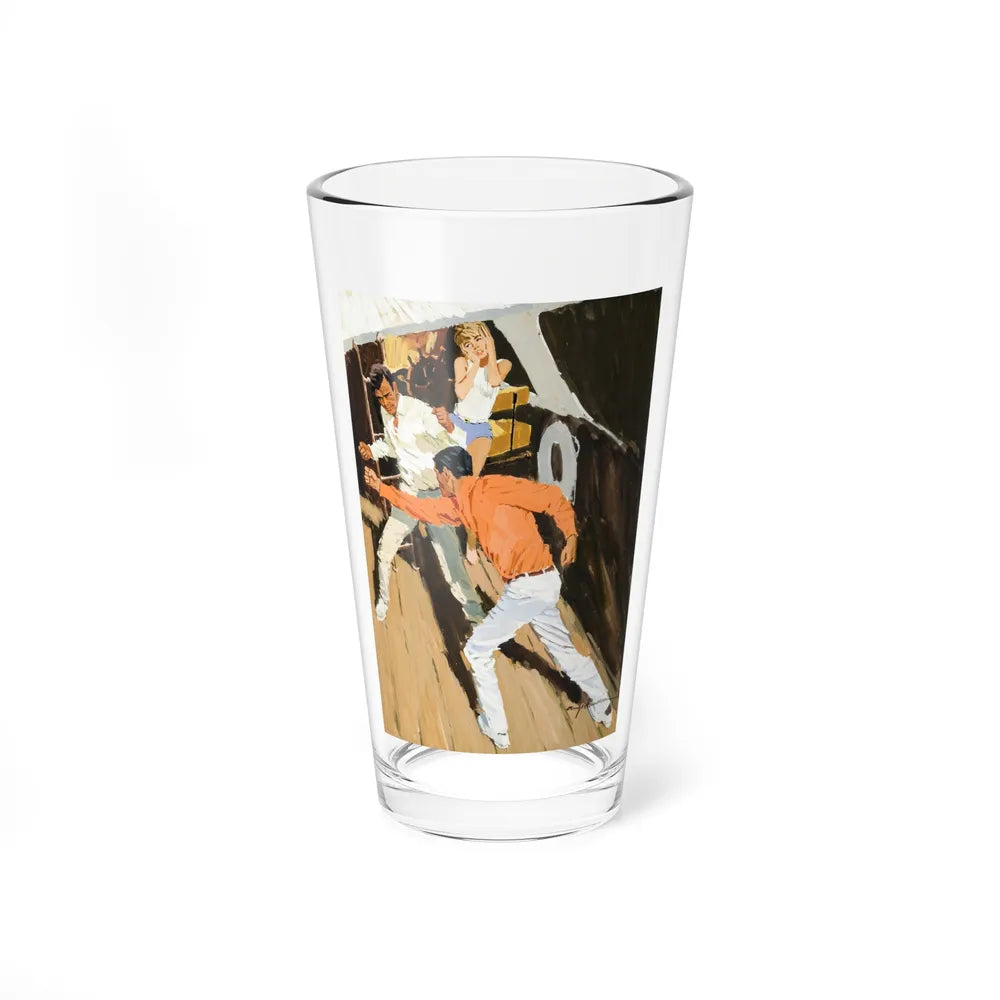 Boat Fight (Magazine Illustration) Pint Glass 16oz-16oz-Go Mug Yourself