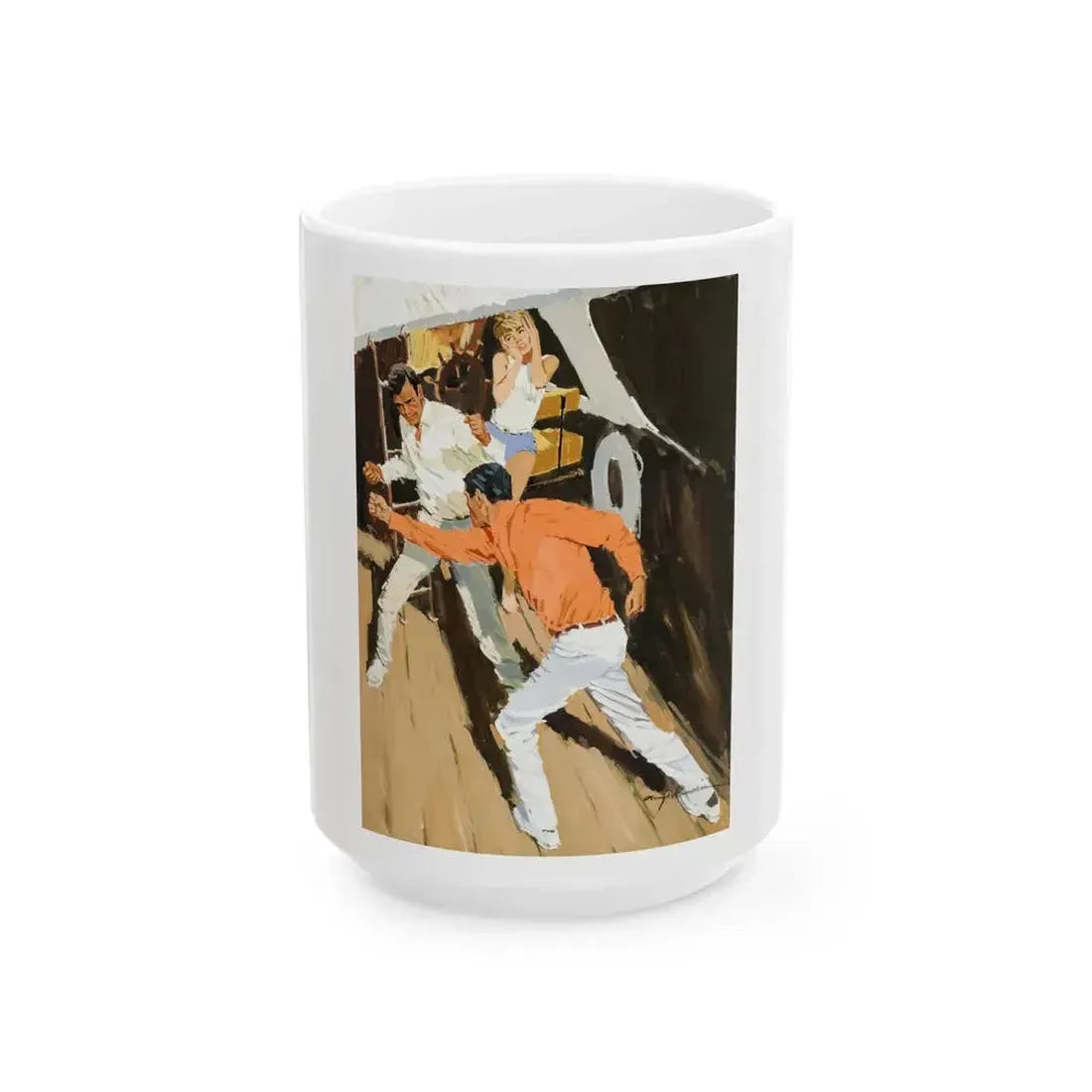 Boat Fight - White Coffee Mug 15oz - Go Mug Yourself