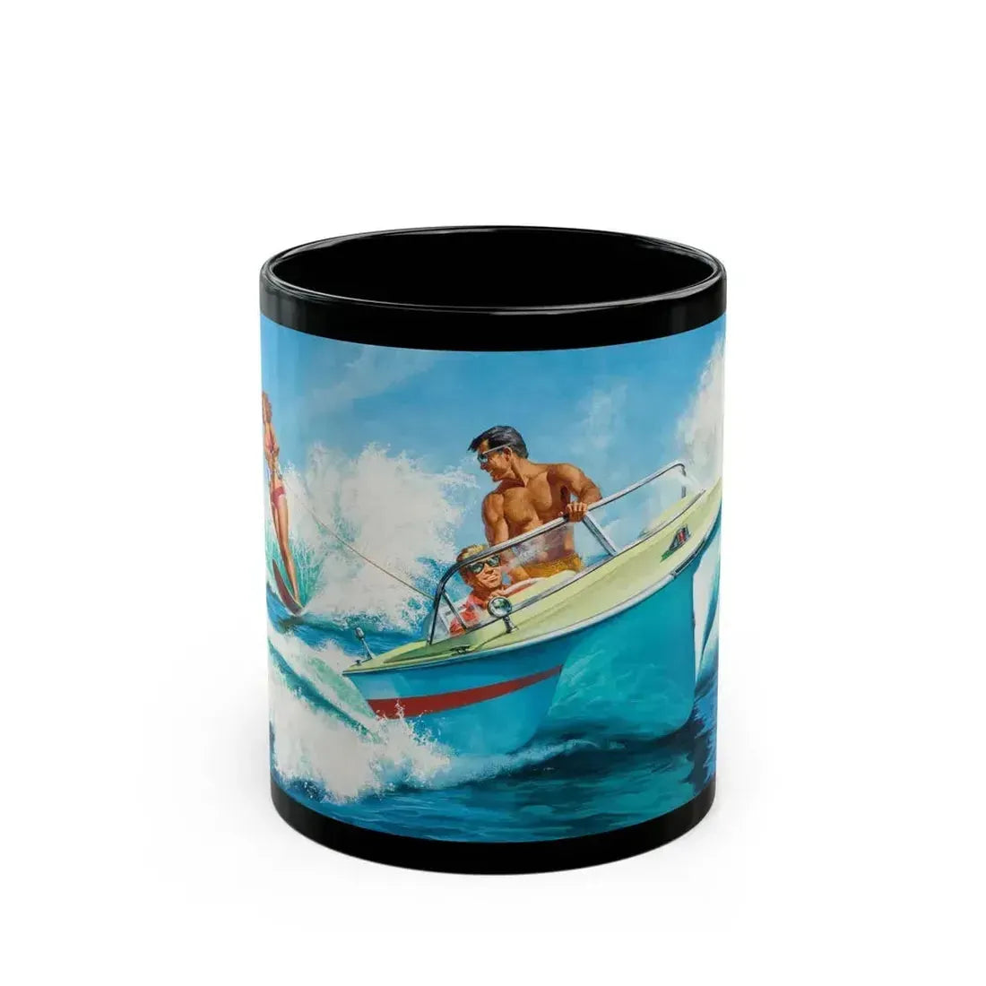 Boat Fun, story illustration - Black Coffee Mug 11oz - Go Mug Yourself