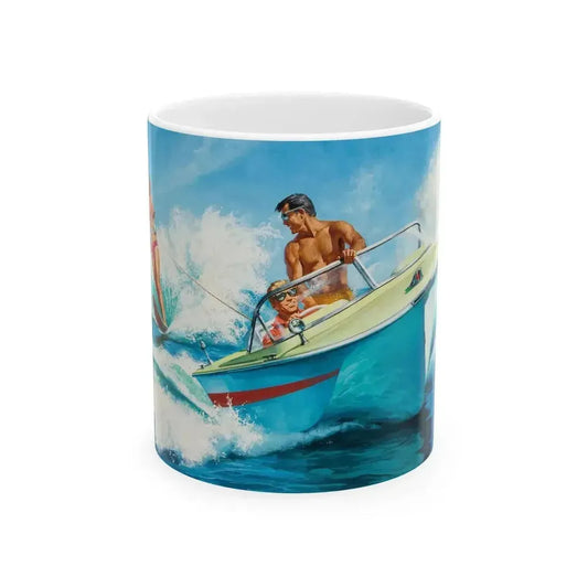 Boat Fun, story illustration - White Coffee Mug 11oz - Go Mug Yourself