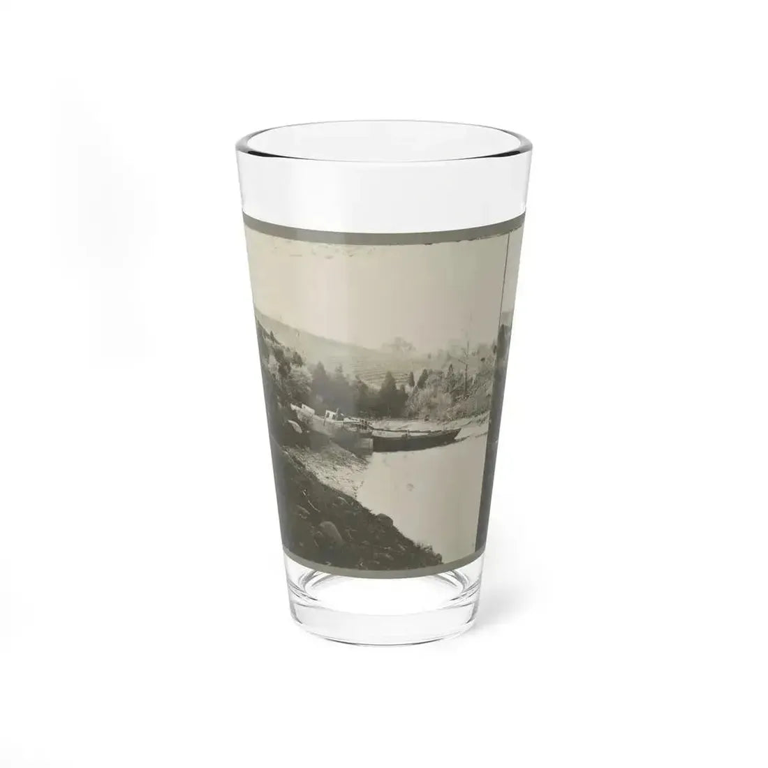 Boats Docked At The Shore Of A River In A Wooded Area (U.S. Civil War) Pint Glass 16oz 16oz - Go Mug Yourself