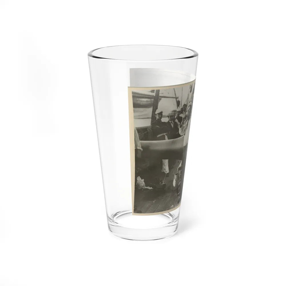 Boatswain Piping In Front Of Large Cannon On Deck Of U.S. Naval Warship; Other Sailors Standing In Background (U.S. Civil War) Pint Glass 16oz-Go Mug Yourself