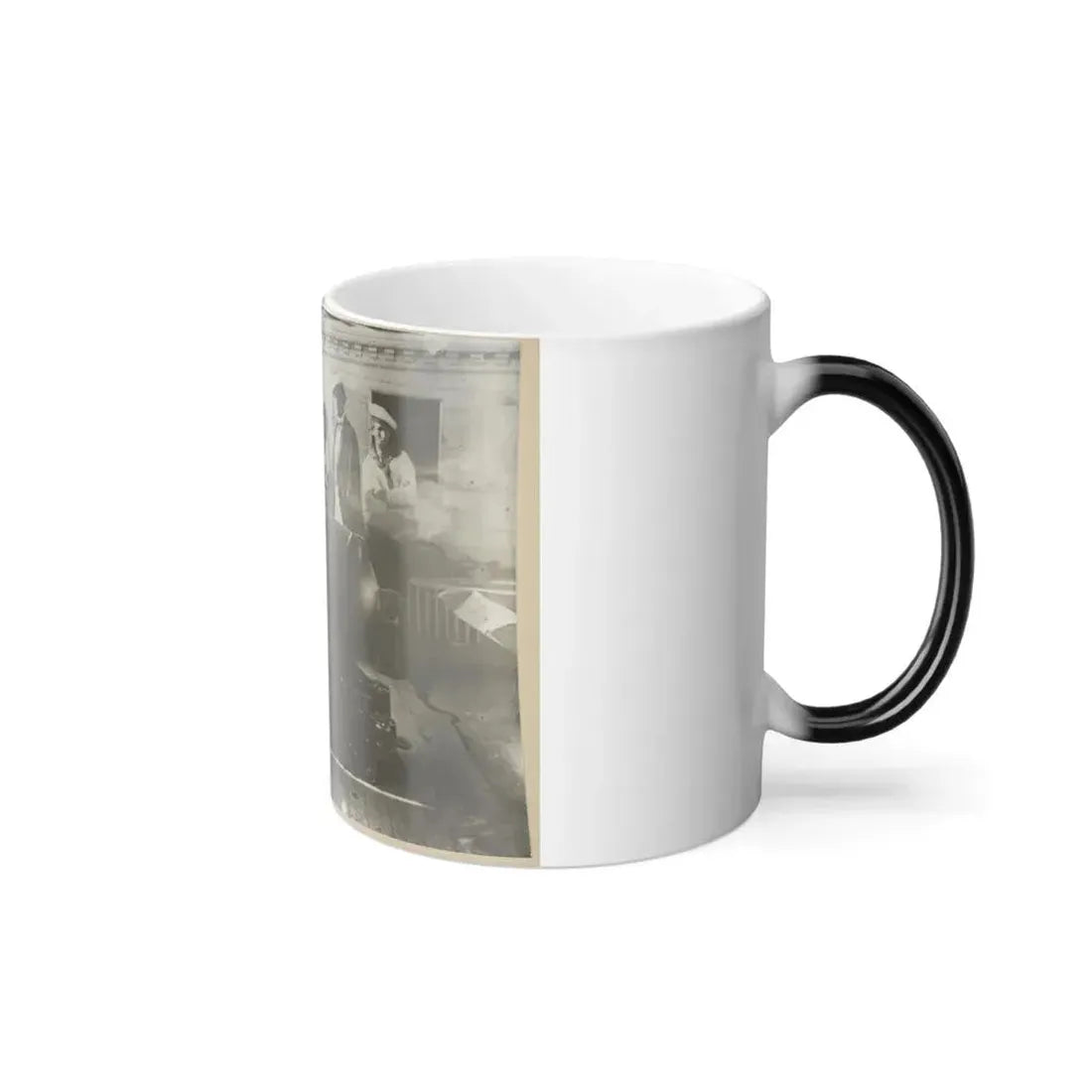 Boatswain Piping in Front of Large Cannon on Deck of U.S. Naval Warship; Other Sailors Standing in Background (U.S. Civil War) Color Changing Coffee Mug 11oz - Go Mug Yourself