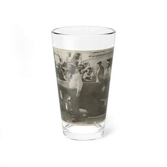 Boatswain Piping In Front Of Large Cannon On Deck Of U.S. Naval Warship; Other Sailors Standing In Background (U.S. Civil War) Pint Glass 16oz 16oz - Go Mug Yourself