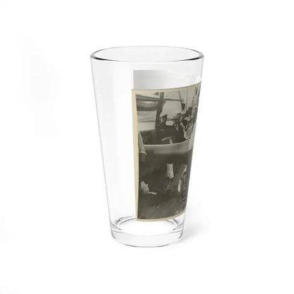 Boatswain Piping In Front Of Large Cannon On Deck Of U.S. Naval Warship; Other Sailors Standing In Background (U.S. Civil War) Pint Glass 16oz - Go Mug Yourself