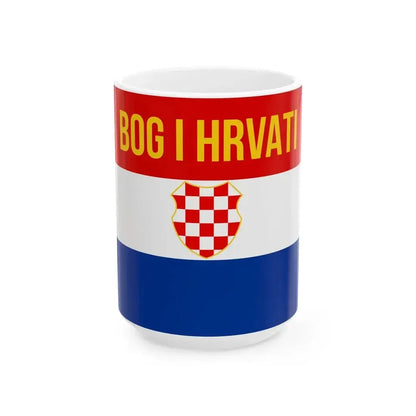 Bog i Hrvati flag (Croatia) White Coffee Mug 15oz - Go Mug Yourself