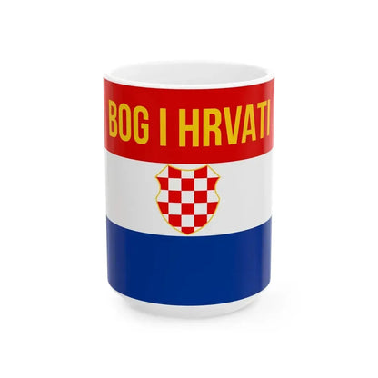 Bog i Hrvati flag (Croatia) White Coffee Mug 15oz - Go Mug Yourself