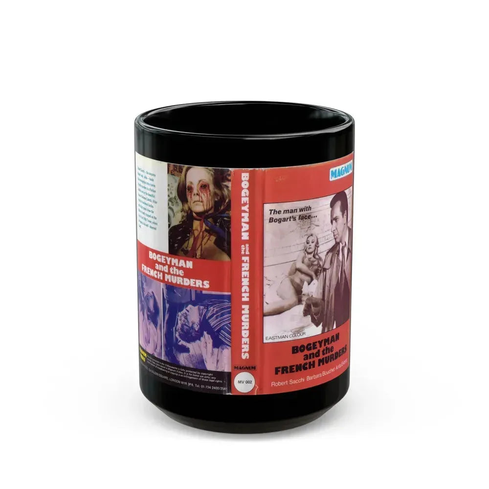 BOGEYMAN AND THE FRENCH MURDERS (VHS COVER) - Black Coffee Mug 15oz - Go Mug Yourself