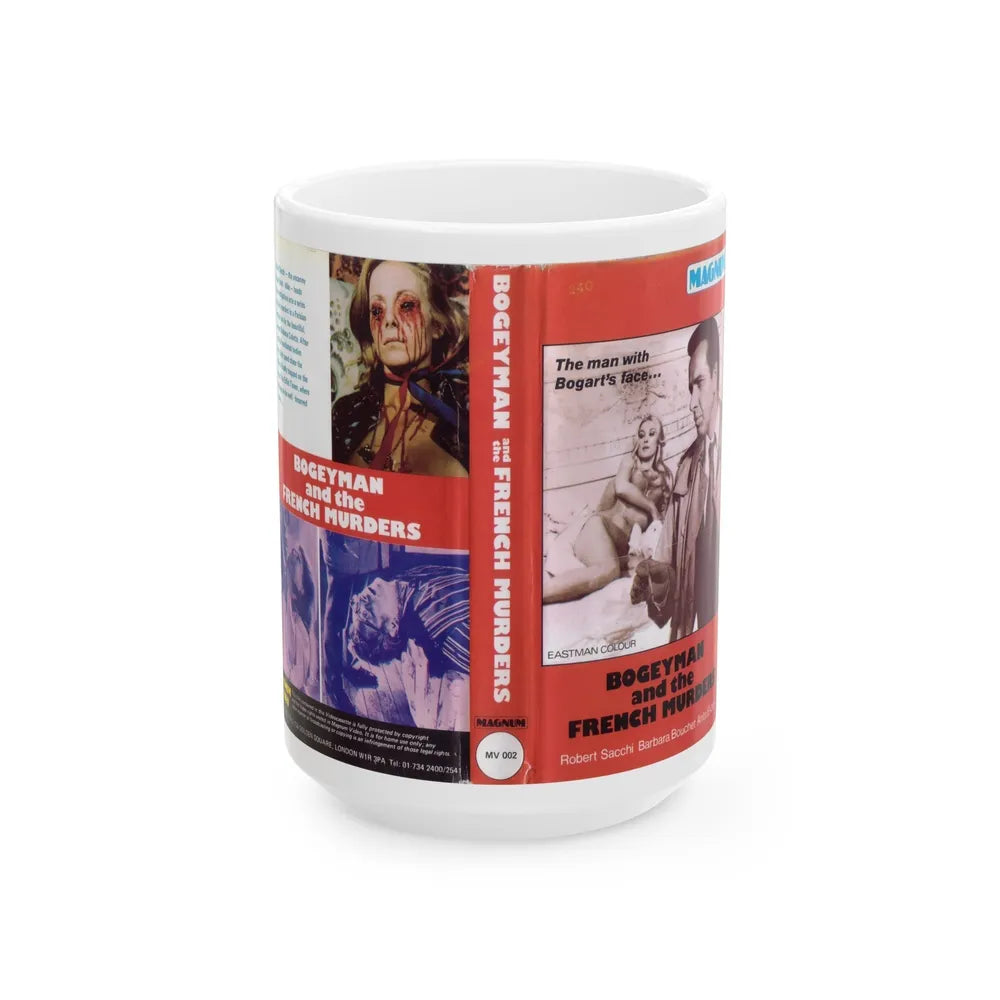 BOGEYMAN AND THE FRENCH MURDERS (VHS COVER) - White Coffee Mug-15oz-Go Mug Yourself