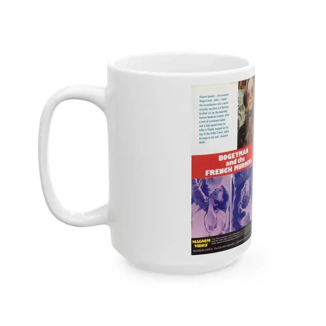 BOGEYMAN AND THE FRENCH MURDERS (VHS COVER) - White Coffee Mug - Go Mug Yourself