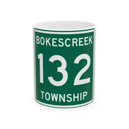 Bokescreek Township Route 132 Logan County Ohio (Ohio) (Road Sign) White Coffee Mug 11oz - Go Mug Yourself