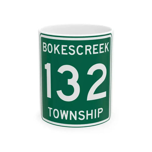 Bokescreek Township Route 132 Logan County Ohio (Ohio) (Road Sign) White Coffee Mug 11oz - Go Mug Yourself
