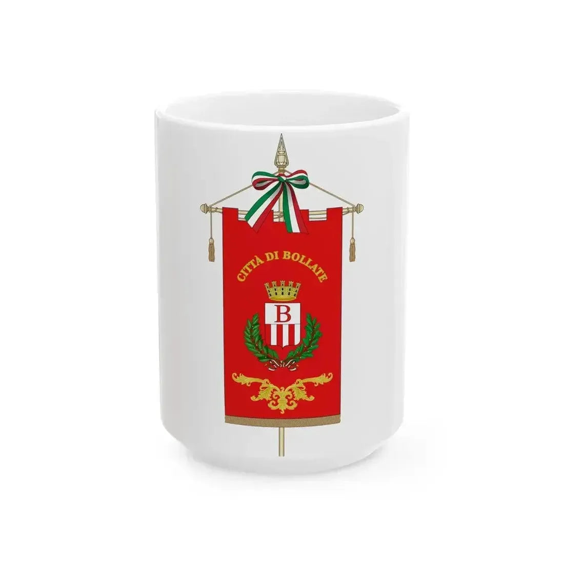 Bollate-Gonfalone (Italy) White Coffee Mug 15oz - Go Mug Yourself