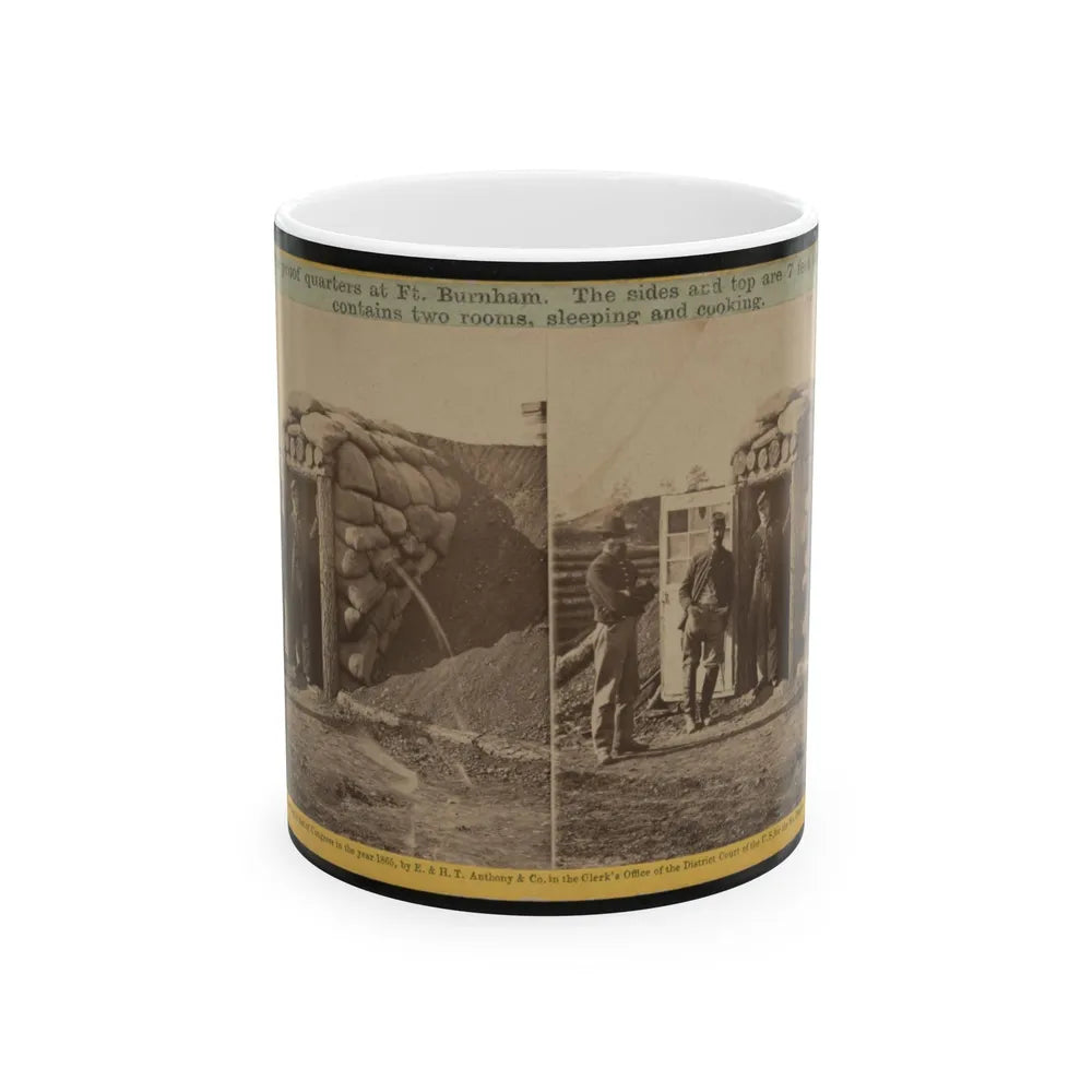 Bomb Proof Quarters At Ft. Burnham. The Sides And Top Are 7 Feet Thick, Contains Two Rooms, Sleeping And Cooking (U.S. Civil War) White Coffee Mug-11oz-Go Mug Yourself