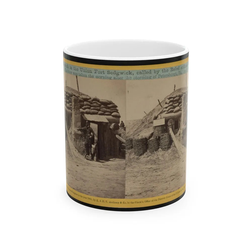 Bomb-Proofs In The Union Fort Sedgwick, Called By The Rebel Soldiers Fort Hell (U.S. Civil War) White Coffee Mug-11oz-Go Mug Yourself