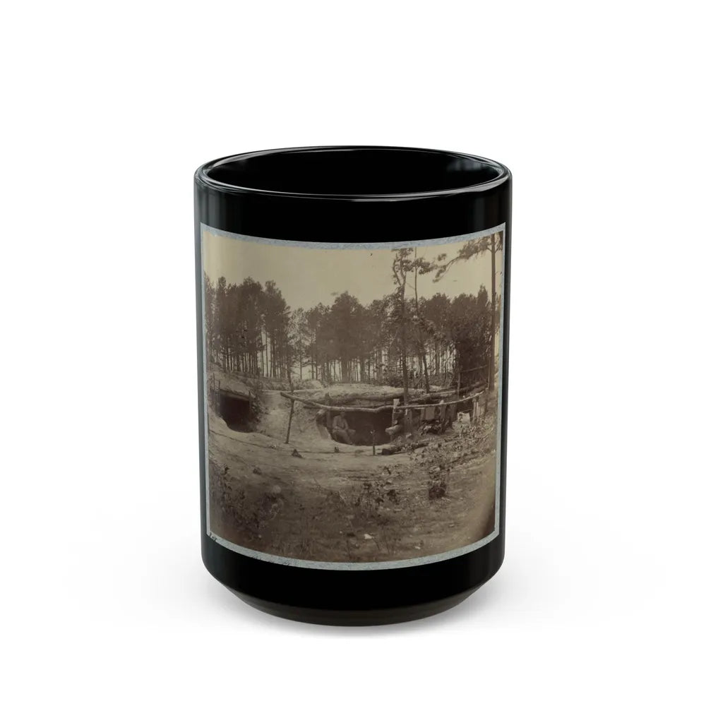 Bombproof Huts In The Front Line Before Petersburg, August 10, 1864 (U.S. Civil War) Black Coffee Mug-15oz-Go Mug Yourself