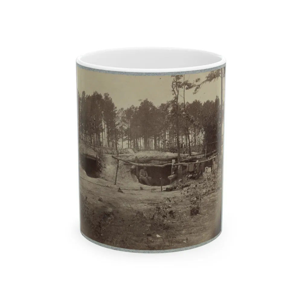 Bombproof Huts In The Front Line Before Petersburg, August 10, 1864 (U.S. Civil War) White Coffee Mug-11oz-Go Mug Yourself