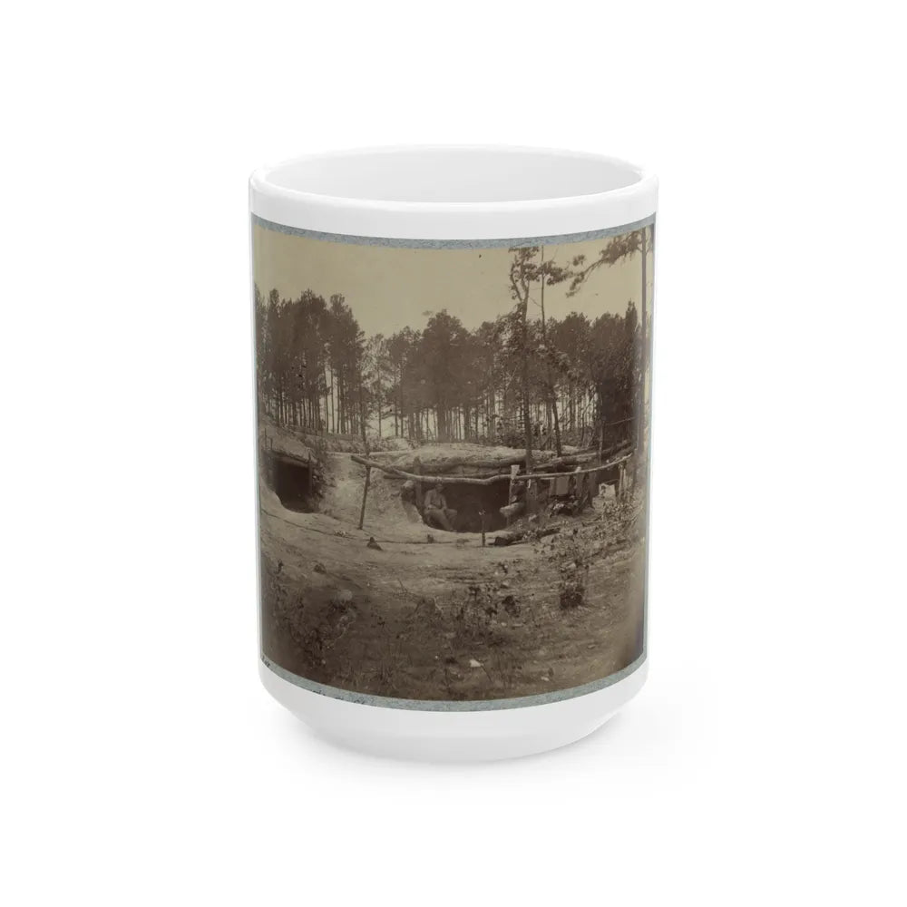 Bombproof Huts In The Front Line Before Petersburg, August 10, 1864 (U.S. Civil War) White Coffee Mug-15oz-Go Mug Yourself