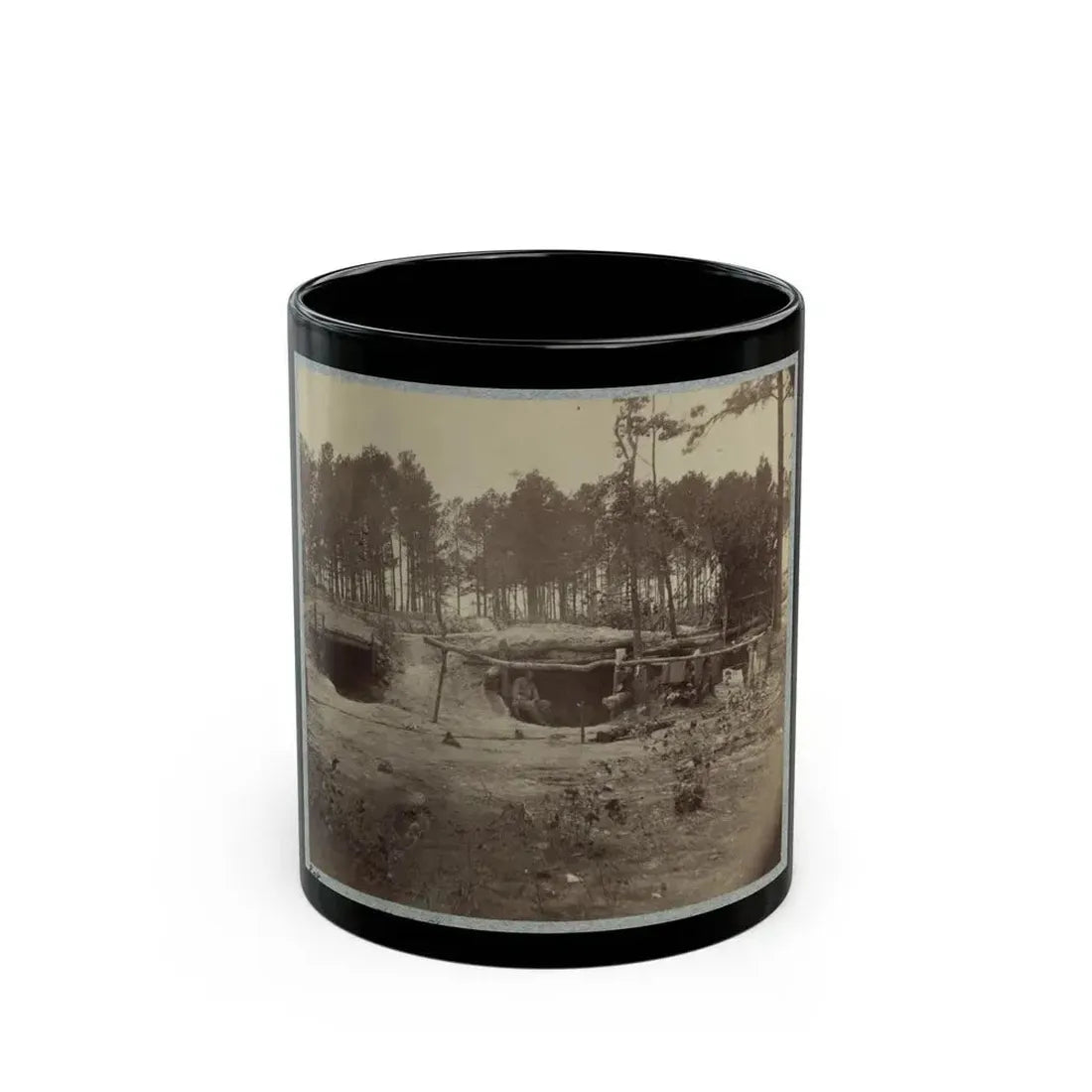 Bombproof Huts In The Front Line Before Petersburg, August 10, 1864 (U.S. Civil War) Black Coffee Mug 11oz - Go Mug Yourself