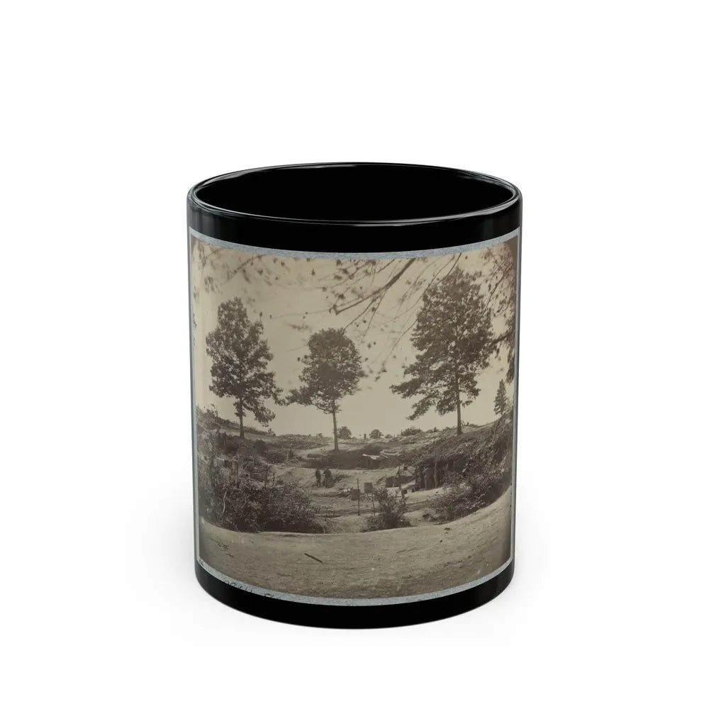 Bombproof Kitchen And Tents On Front Line In Front Of Petersburg, August 10, 1864 (U.S. Civil War) Black Coffee Mug-11oz-Go Mug Yourself