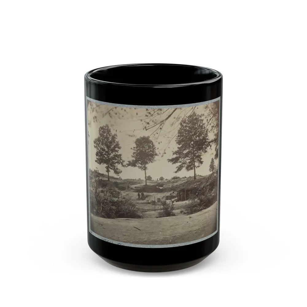 Bombproof Kitchen And Tents On Front Line In Front Of Petersburg, August 10, 1864 (U.S. Civil War) Black Coffee Mug-15oz-Go Mug Yourself