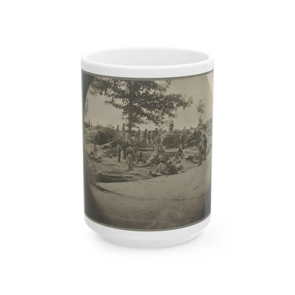 Bombproof Quarters On The Lines In Front Of Petersburg, Va. Aug. 1864 (U.S. Civil War) White Coffee Mug-15oz-Go Mug Yourself