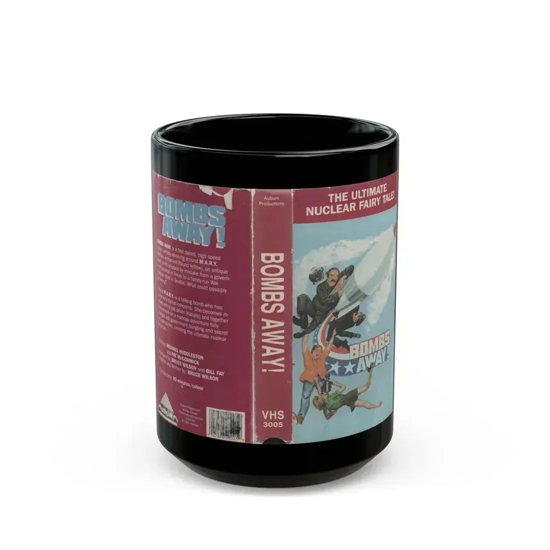 BOMBS AWAY THE ULTIMATE NUCLEAR FAIRY TALE (VHS COVER) - Black Coffee Mug 15oz - Go Mug Yourself