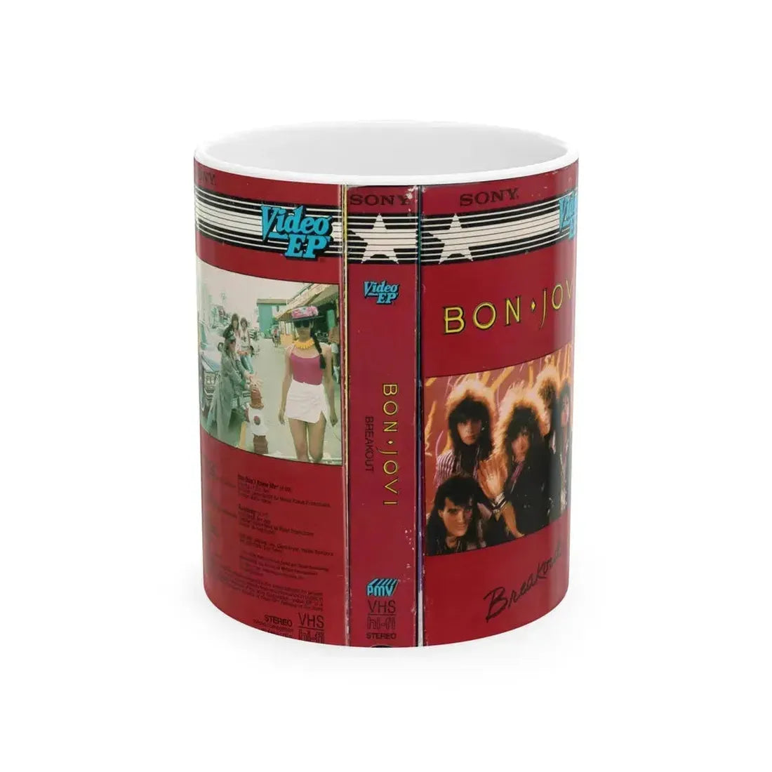 BON JOVI BREAKOUT (VHS COVER) - White Coffee Mug 11oz - Go Mug Yourself