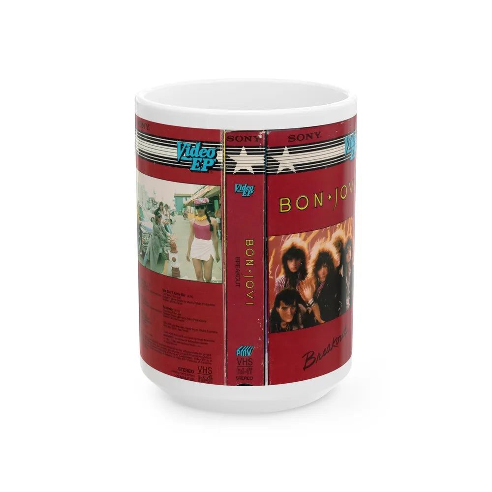 BON JOVI BREAKOUT (VHS COVER) - White Coffee Mug-15oz-Go Mug Yourself