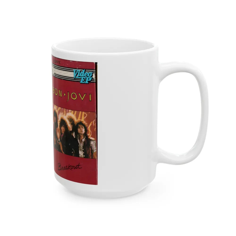 BON JOVI BREAKOUT (VHS COVER) - White Coffee Mug-Go Mug Yourself