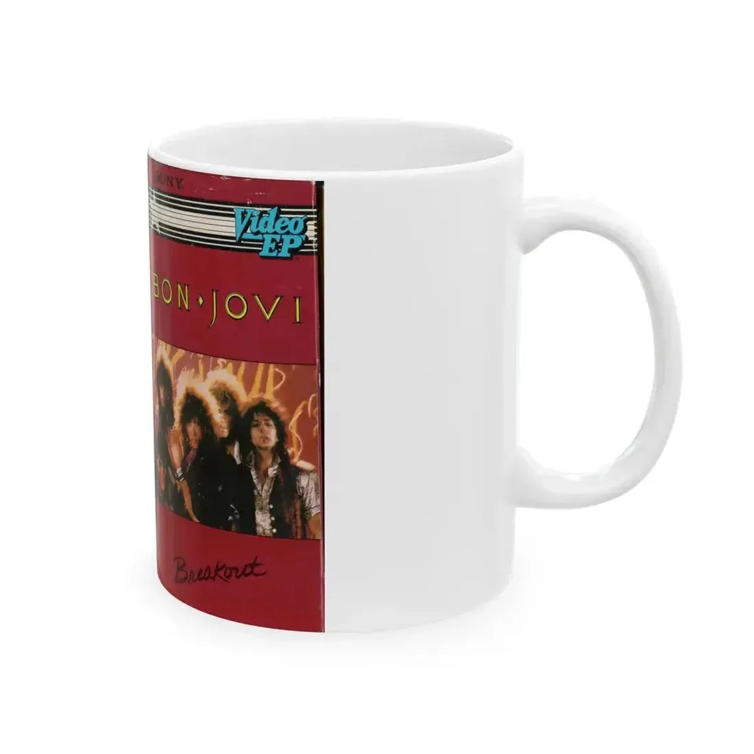BON JOVI BREAKOUT (VHS COVER) - White Coffee Mug - Go Mug Yourself