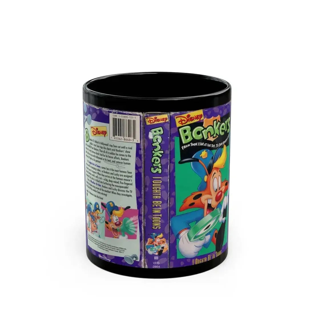 BONKERS FROM TOON STAR AT THE TOP TO ZANY ROOKIE COP (VHS COVER) - Black Coffee Mug 11oz - Go Mug Yourself