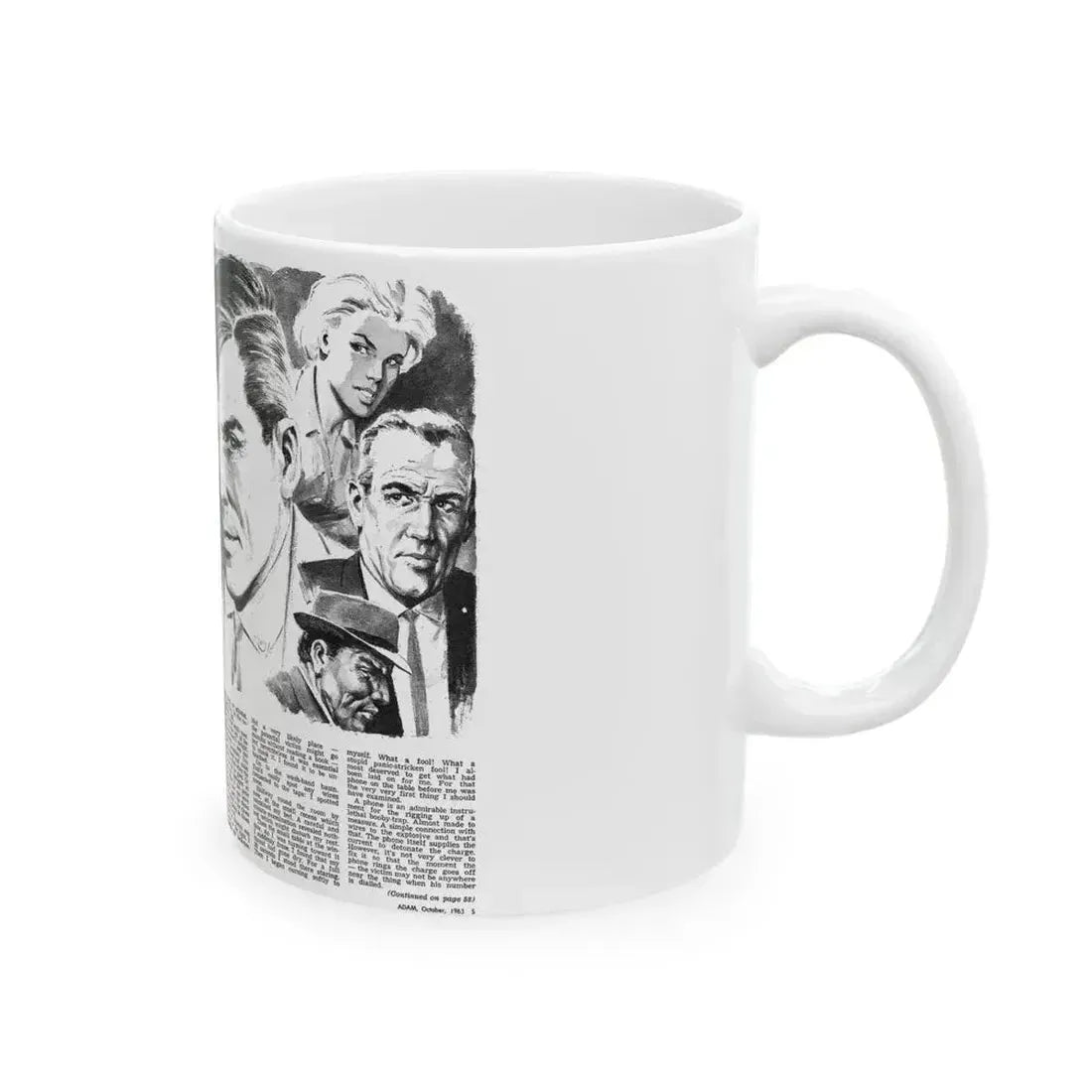 Booby-Trapped, Adam magazine, October 1963 - White Coffee Mug - Go Mug Yourself