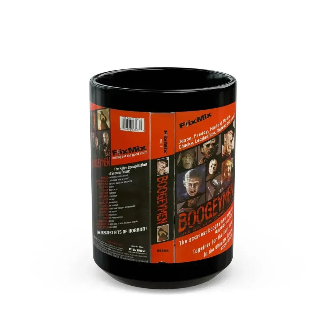 BOOGEYMEN THE KILLER COMPILATION (VHS COVER) - Black Coffee Mug 15oz - Go Mug Yourself