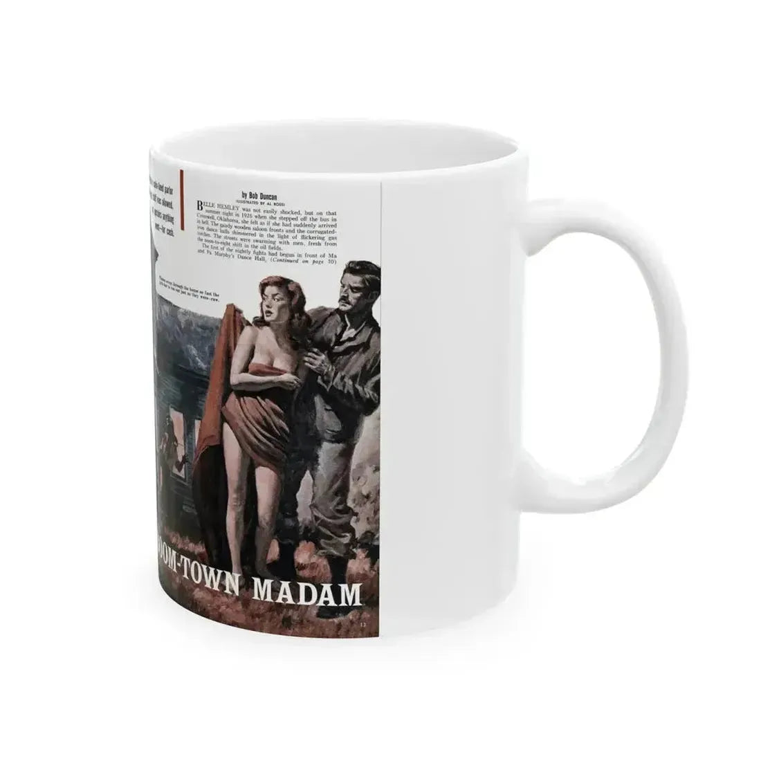 Boom-Town Madam, Stag magazine, November 1957 - White Coffee Mug - Go Mug Yourself