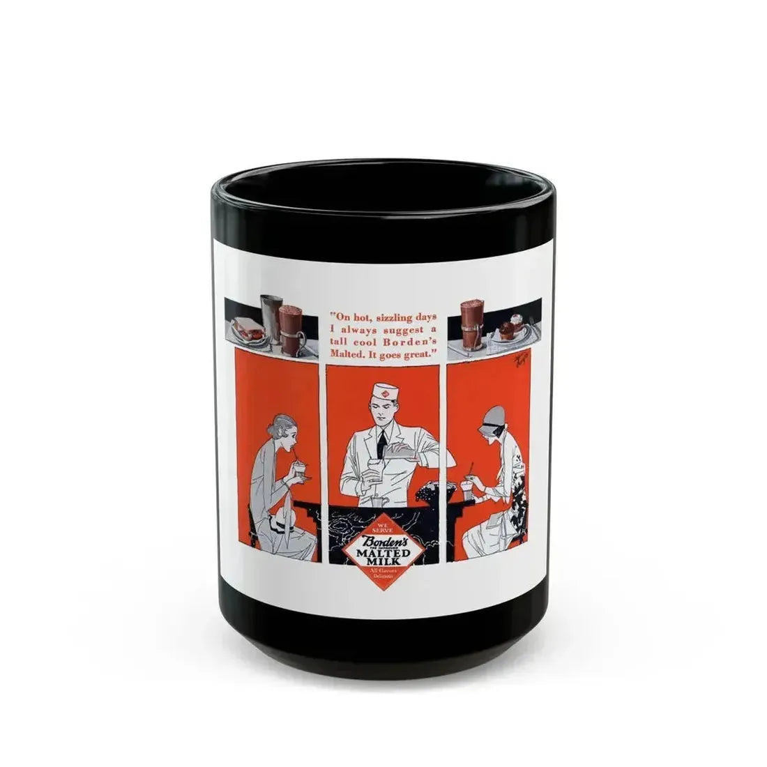 Borden's Malted Milk ad, Liberty, July 20, 1929 - Black Coffee Mug 15oz - Go Mug Yourself